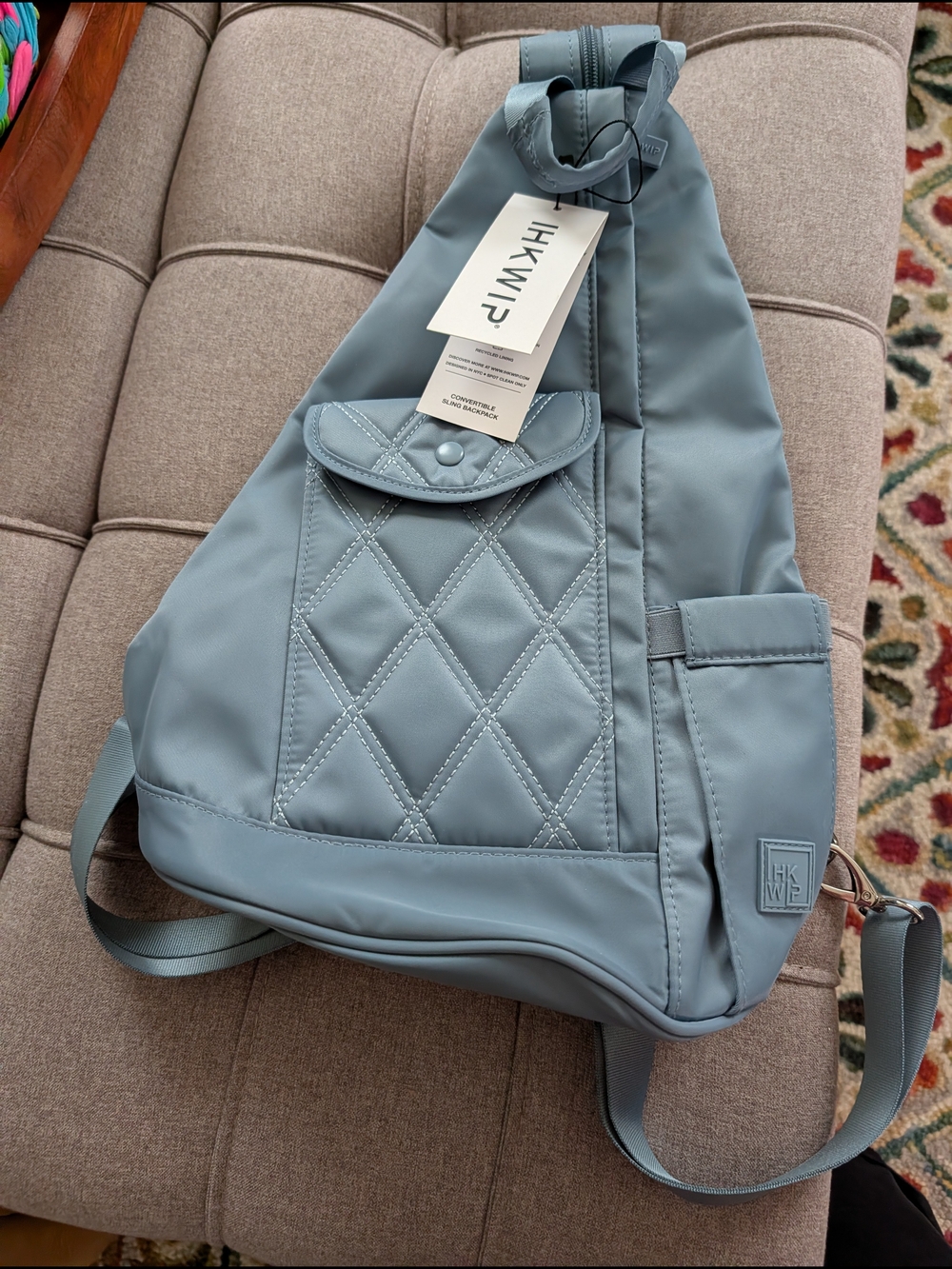 Hikwi Slate Blue Quilted Sling Backpack for Men